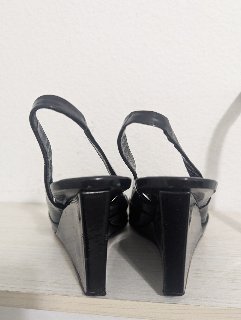 Vintage Miu Miu Black Patent Leather Slingback Wedge - Picture 3 of 9